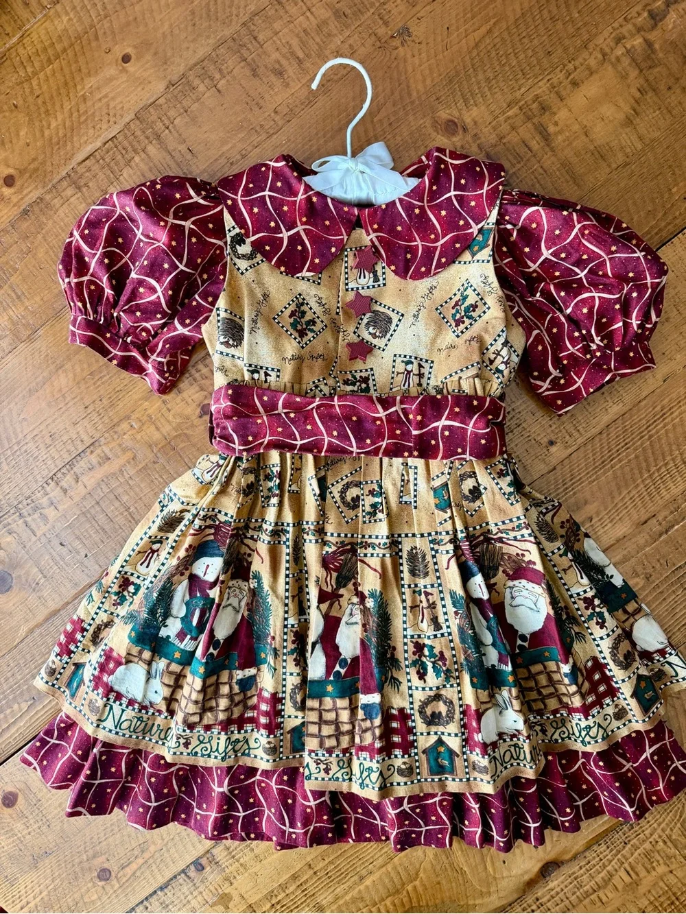 Girls' Handmade Christmas Holiday Print Apron dress